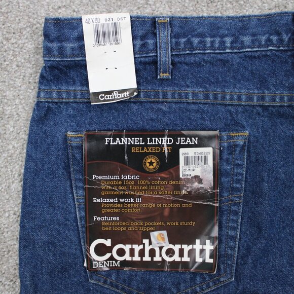 Carhartt Flannel Lined Jeans NWT Mens 40x30 Blue Relaxed Fit 5-Pocket Denim - Picture 1 of 16